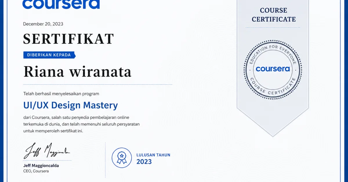Sertifikat UI/UX Design Mastery