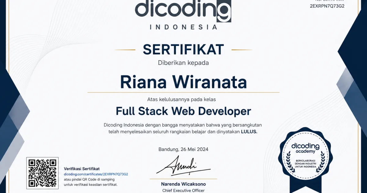 Sertifikat Full Stack Web Developer